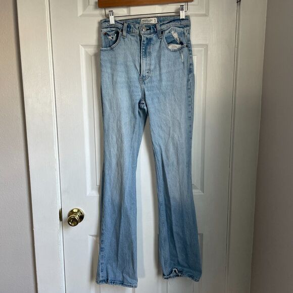 Abercrombie & Fitch Jeans 27 4 Regular Blue 70s Vintage Flare Ultra High Rise - Picture 1 of 9